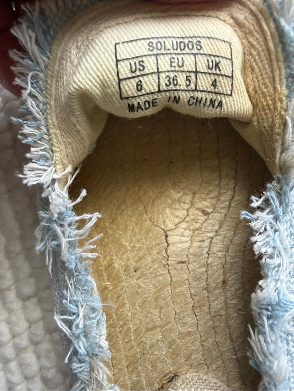Soludos Light Blue Frayed Canvas Espadrille Mules